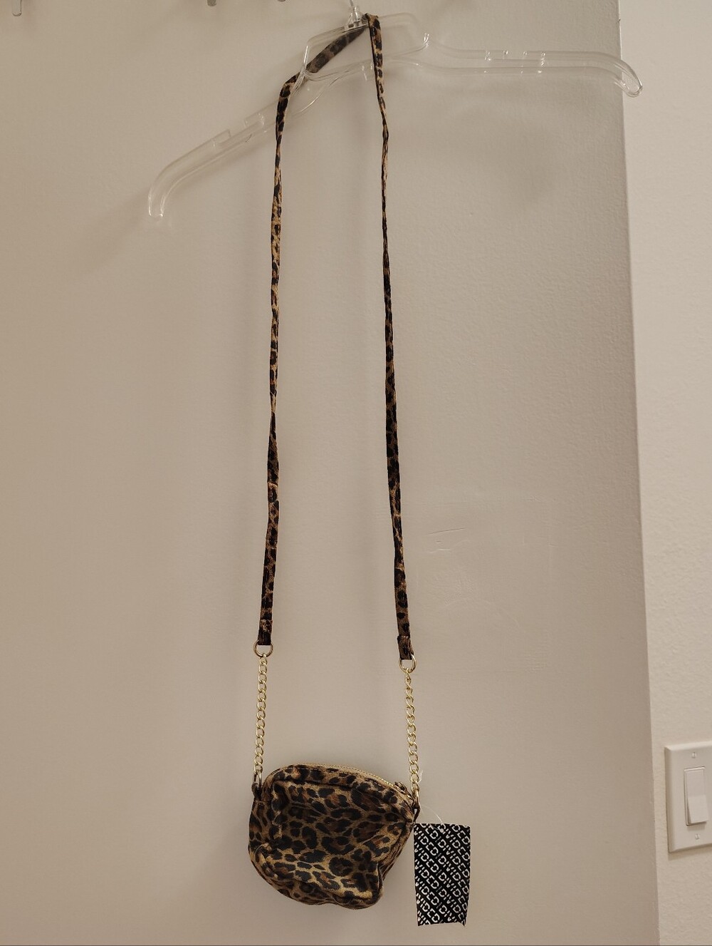 H&M Divided Leopard Print Small Crossbody with Gold Chain